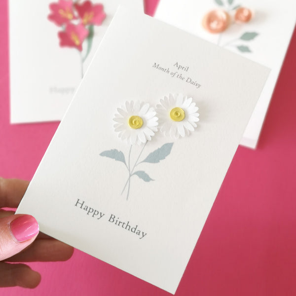 Birth Flower Birthday Card With Paper Flowers