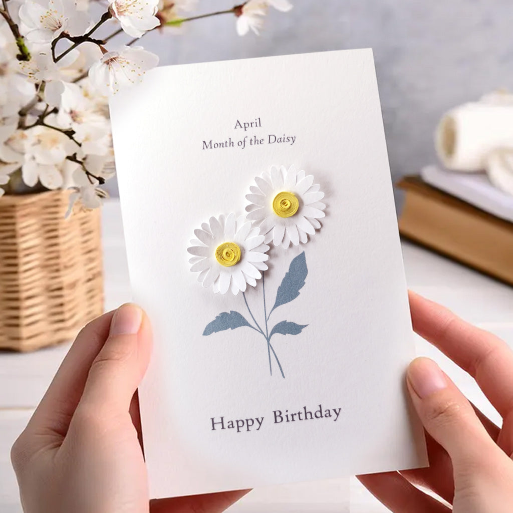 Birth Flower Birthday Card With Paper Flowers