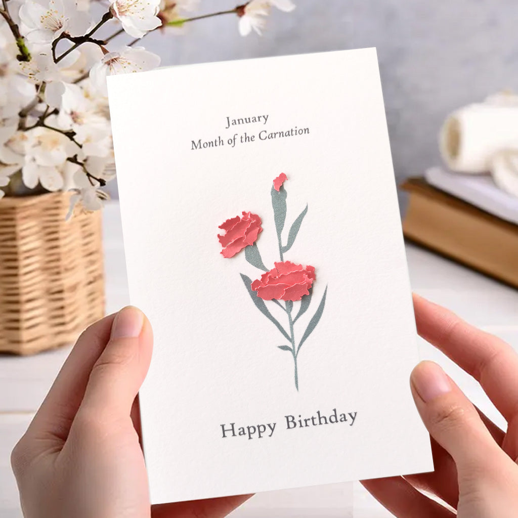 Birth Flower Birthday Card With Paper Flowers