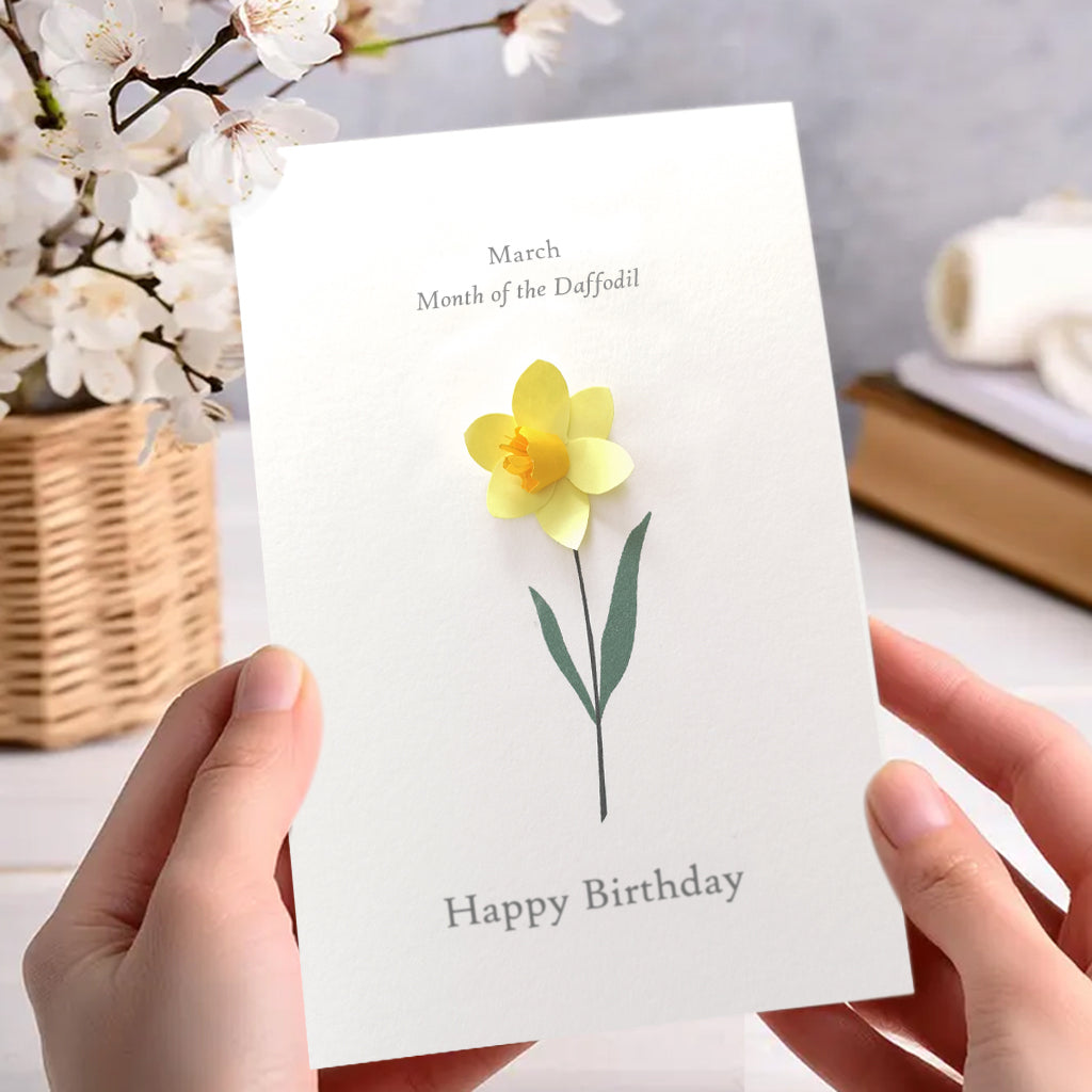 Birth Flower Birthday Card With Paper Flowers