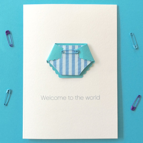 New Baby Boy Or Girl Stripe Nappy Card