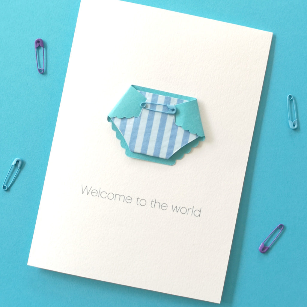 New Baby Boy Or Girl Stripe Nappy Card