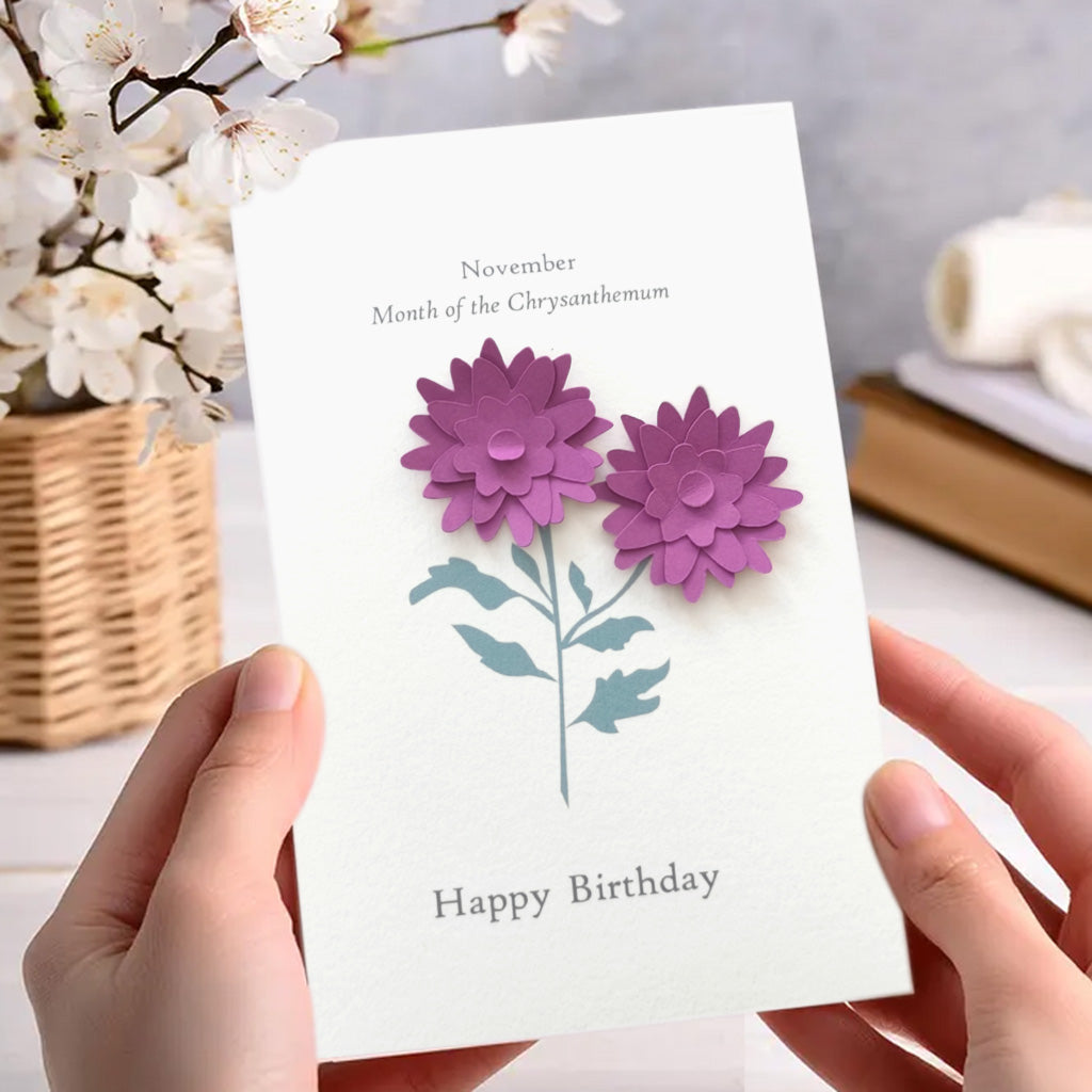 Birth Flower Birthday Card With Paper Flowers