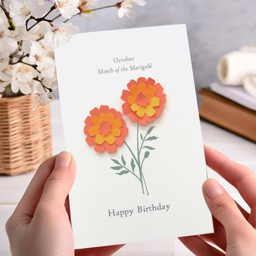 Birth Flower Birthday Card With Paper Flowers