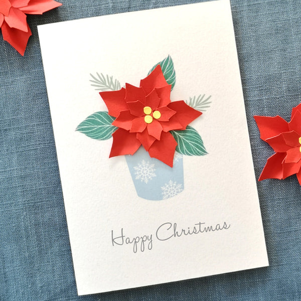 Personalised Happy Christmas 3D Poinsettia Card