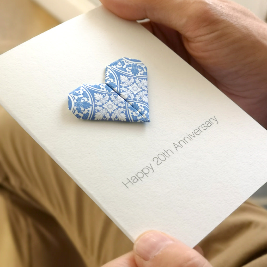 Personalised Anniversary by Year Origami Heart Card