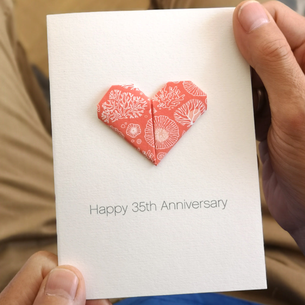 Personalised Anniversary by Year Origami Heart Card