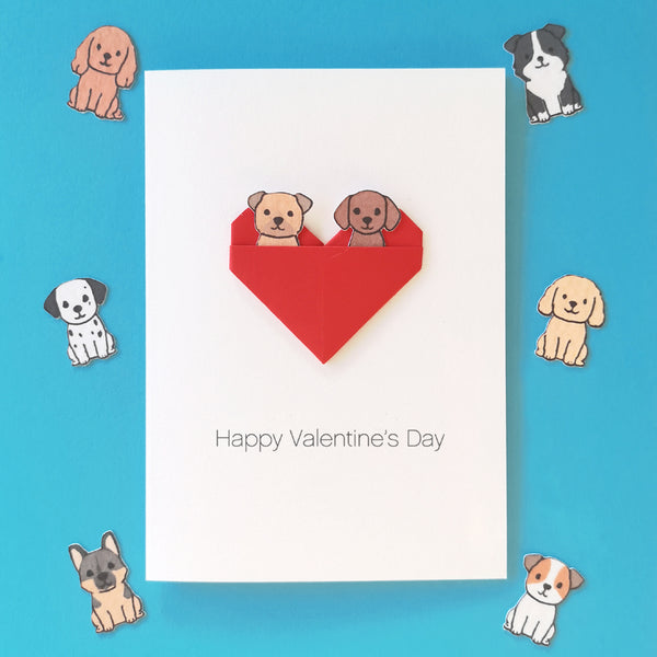 Personalised Dog Valentine's Day Origami Heart Card