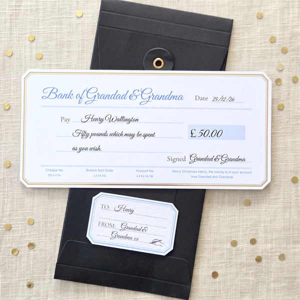 Personalised Christmas Money Voucher Cheque Gift