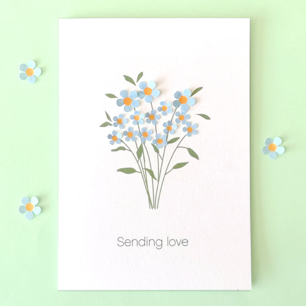 Sympathy Card With Paper Forget Me Not Flowers
