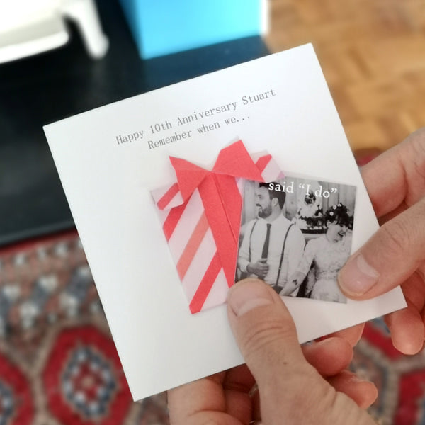 Personalised Anniversary Origami Hidden Photo Card For Couples