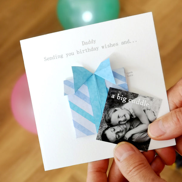 Personalised Birthday Origami Hidden Photo Card For Dad