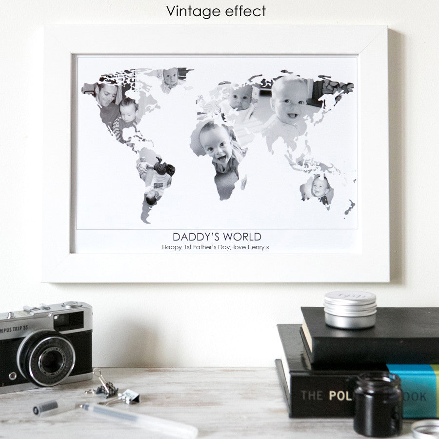 Personalised 'Daddy's World' Photograph Map