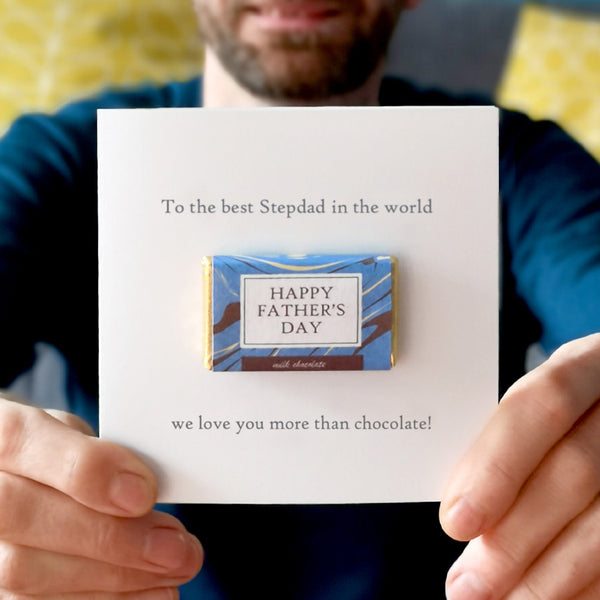 Personalised Father's Day Stepdad Card With Chocolate