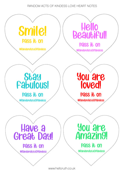Random Acts of Kindness Love Heart Notes
