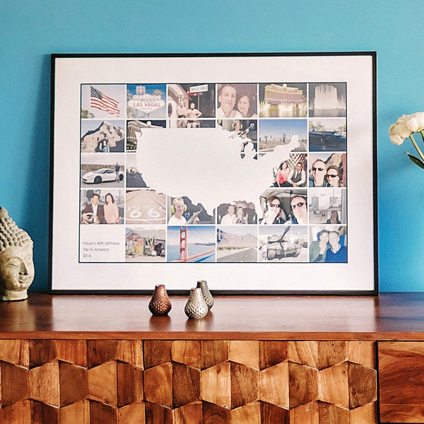 Personalised Travel Destination Photo Collage Map