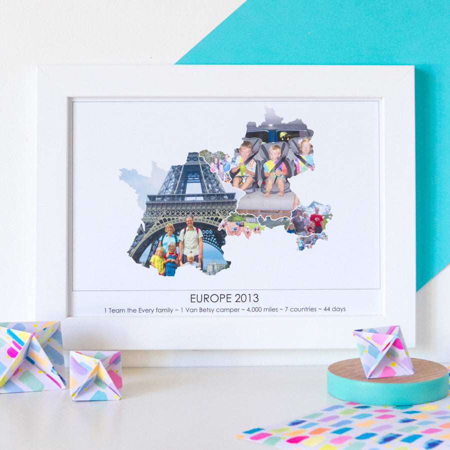 travel keepsake with photos from holiday and chosen location